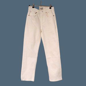 AGOLDE Kye Mid-Rise Pure White Cropped Jeans Small spot near hem sz 23